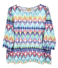 RUBY RD Women's Polyester 3/4 Sleeve Blouse Lined Geometric Multicolor Size 3X