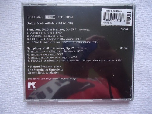Niels W.Gade: The Complete Symphonies, Vol. 4 (CD, Mar-1994, BIS (Sweden)) - Picture 2 of 2