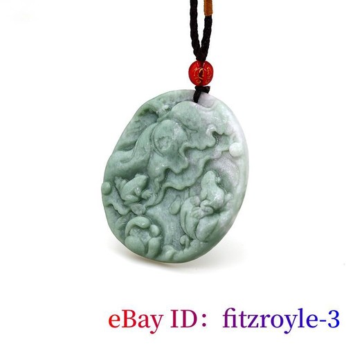 Jade Frog Pendant Real Lotus Natural Green Gift Luxury Man Necklace Jewelry - Picture 3 of 6