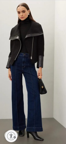 Club Monaco Wool & Lambskin Leather Jacket XS Luxury Trendy - Picture 5 of 20