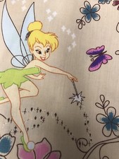 Disney Tinkerbell Women's M/L Short Sleeve Scrub Top 2 Front Pockets Tie Back