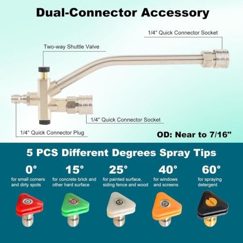 Pressure Washer Foam Cannon with Dual-Connector Double Tip Attachment Dual La... - Picture 3 of 6