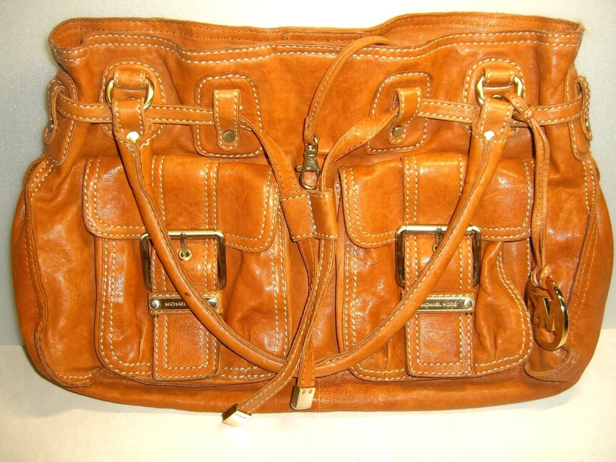 Michael Kors Brown Leather Drawstring Shoulder Bag w/Front 