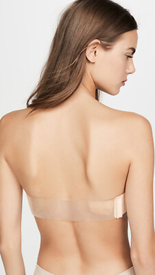 BH mit transparentem Rücken / Trägerlos Schwarz/Beige Gepolstert Bra Verstellbar