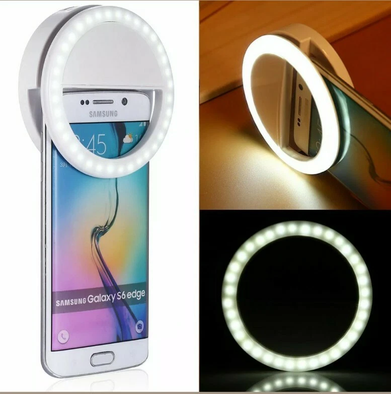 Luz de teléfono súper brillante recarga portátil selfie LED anillo luz iPhone Samsung Foto 2 de 4