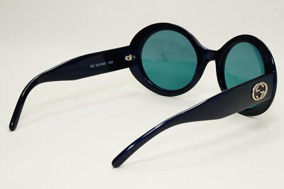 Gucci Sunglasses 1996 Vintage Dark Blue Green Round Large GG 2401