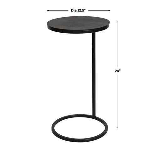Uttermost Brunei Round Iron Metal and Aluminum Accent Table in Aged Black - Picture 8 of 8