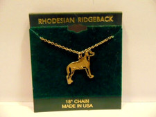 gold color Rhodesian Ridgeback dog / canine theme chain necklace; 18" chain