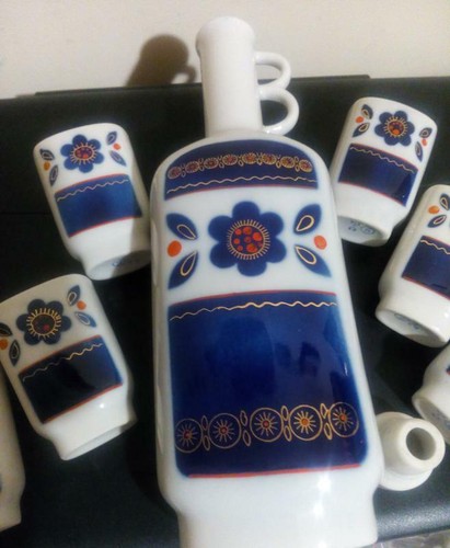 Vintage Set Damask Ceramics Glasses 60-70s Cup Hand Painted USSR Wine Russia - Picture 8 of 9