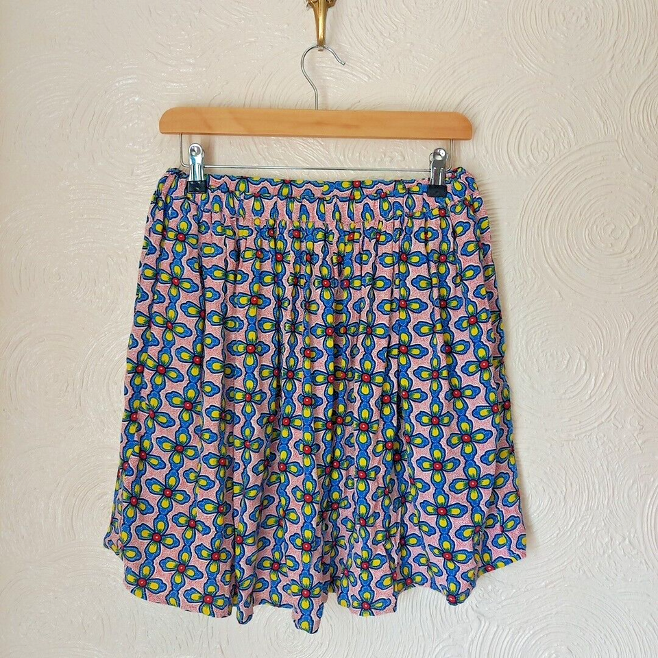 Bright Floral Print Short Mini Skirt UK 12 Elastic Waist eBay