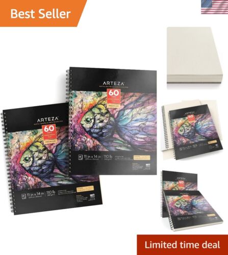 Mixed Media Sketchbook, 11 x 14 Inches, Pack of 2, 60 Sheets Each, Spiral-Bou...