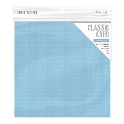 Craft Perfect Weave Texture 80lb Cardstock 12''X12'' 5/Pkg-Cornflower Blue