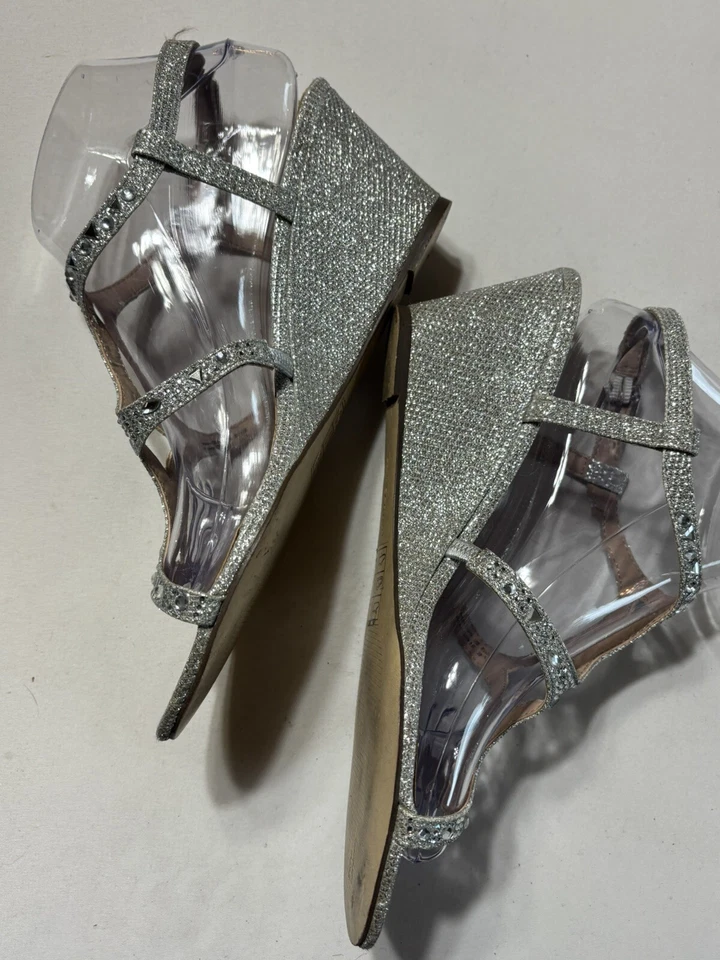 Silver Rhinestone Sparkle Wedge Dressy Sandals Call It Spring Women’s 8.5 - Image 3 of 4