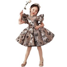 Retro Pleated Short Gown Dress Flower Girl Party Queen Princess Prom Fashion