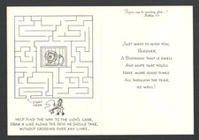 UnUsed Vntg CORONATION COLLECTION Birthday Card COWBOY Find the way to LionCage