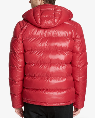 $225 GUESS Men's Red Hooded Puffer Coat 