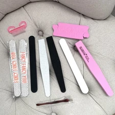 🩷 Emery Boards Trim Nail Files brush toe dividers cuticle pusher Manicure set