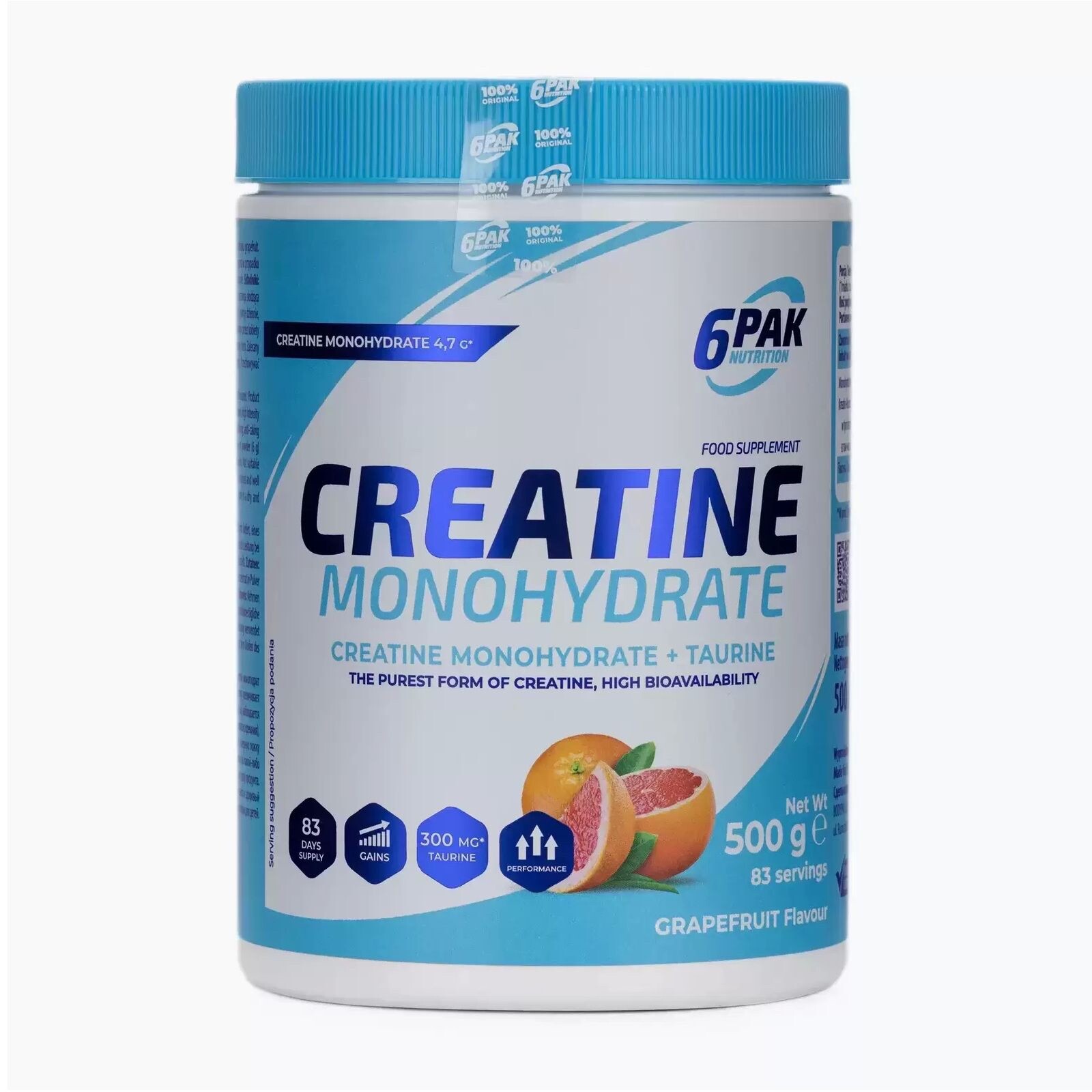 6PAK CREATINE MONOHYDRATE TAURINE 500G GRAPEFRUIT 83 SERVINGS