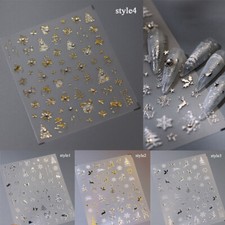 3-1PCS Christmas Nail Art Stickers Decals White Snowflakes Snow Stars Decal   🔥