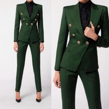 Dark Green Women Suits Formal Slim Fit Evening Party Jacket Wedding Outfit 2PCS