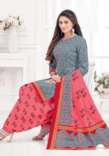 Indian Pakistani Womens Printed Suit Dress Stitched Shalwar Kameez Dupatta Salwar