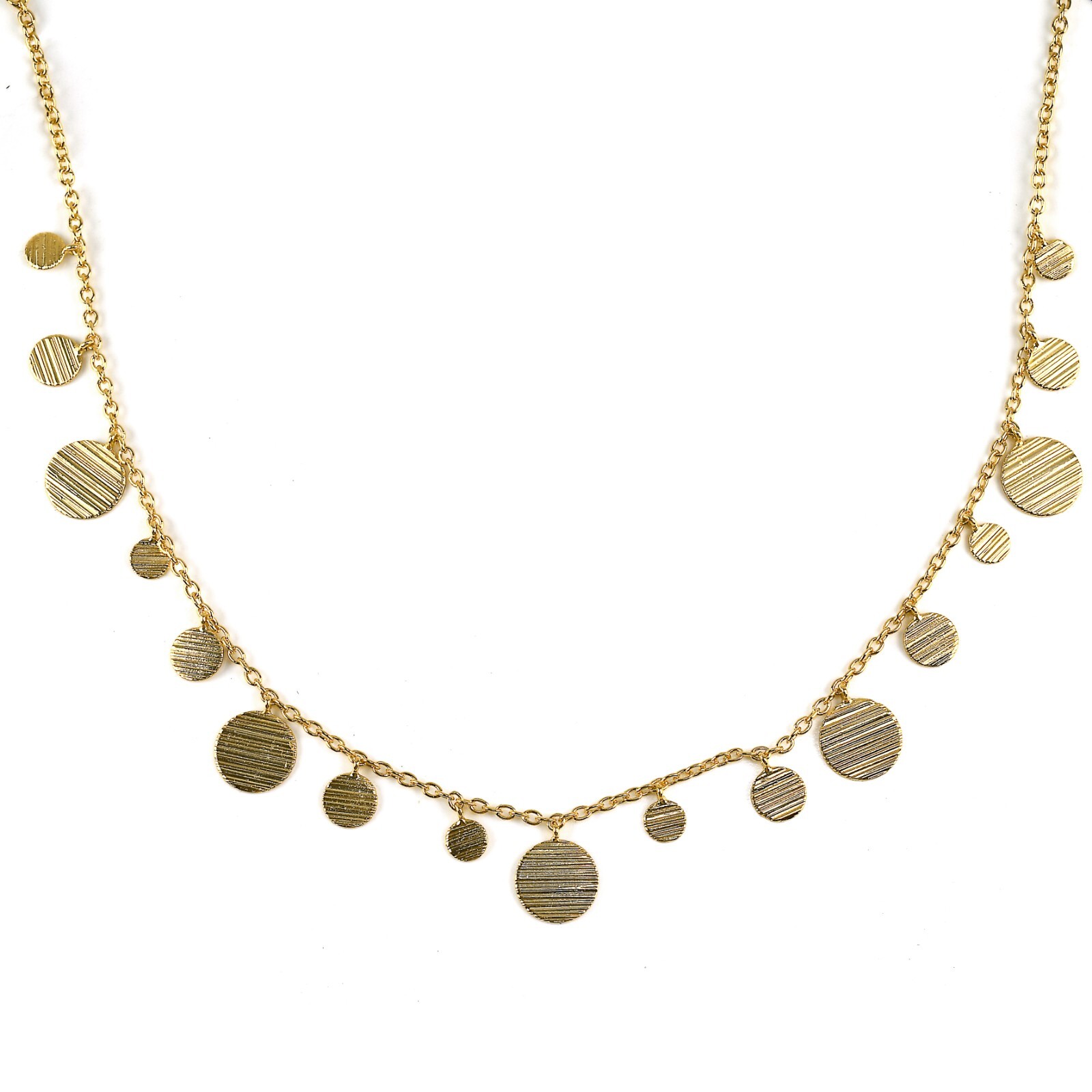 Gold Plated Matte Finish Dangling Coin Charm Chain Necklace Fashion Jewelry Set-image