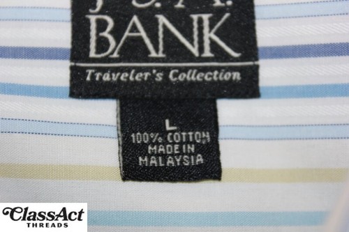 Jos A Bank Long Sleeve Button Down Travelers Collection Shirt Striped Sz L - Picture 5 of 5