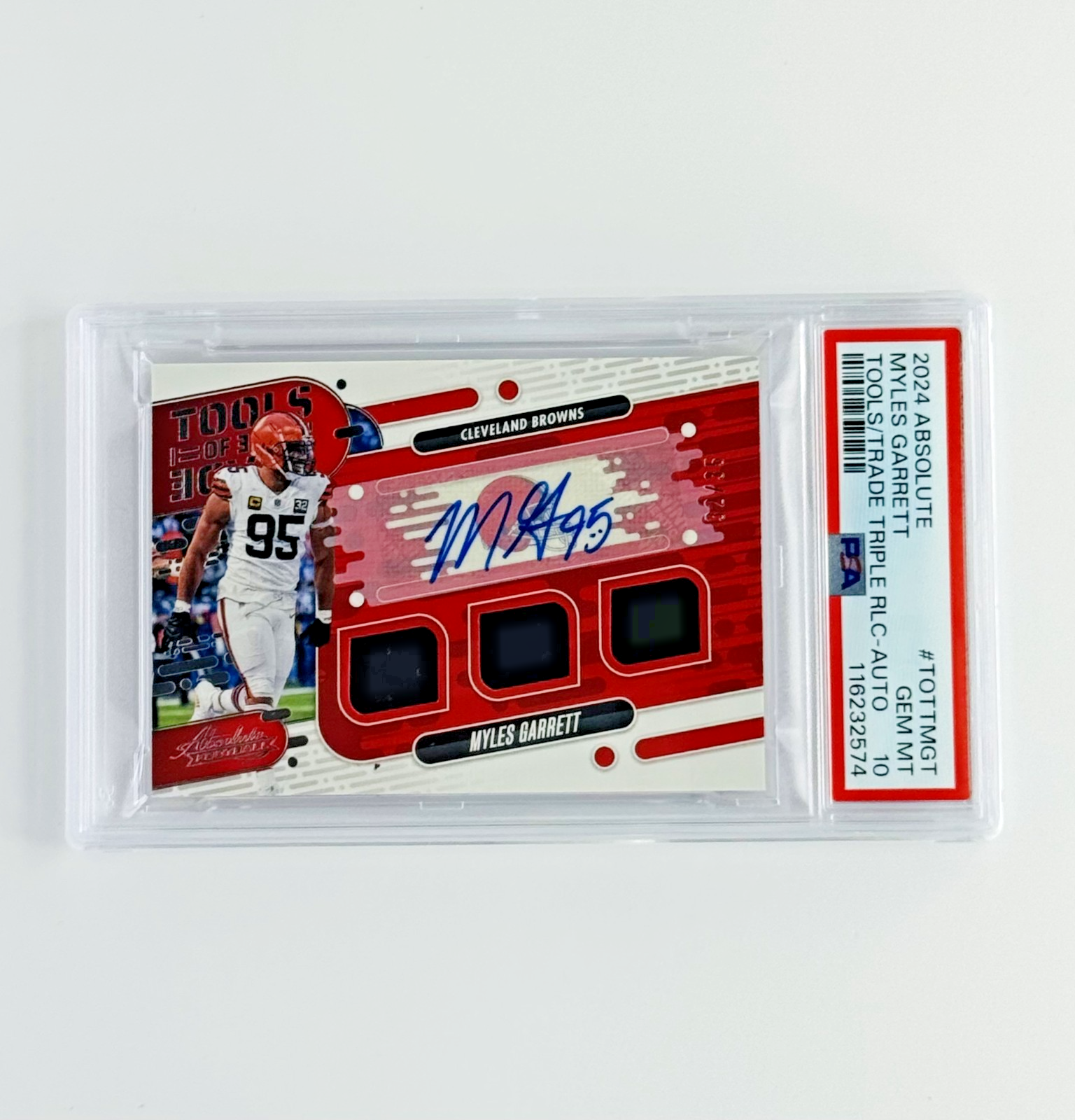 Myles Garrett Cleveland Browns 2024 Absolute Triple Relic Auto /35 POP 1 PSA 10 GEMBrowns GOAT 