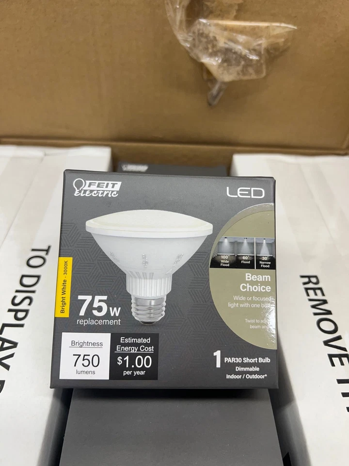 12PK Feit Electric 75W Equiv PAR30 Dimmable Flood LED Light Bulb 3000K New - Image 2 of 2