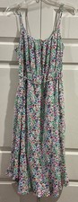 J.CREW Midi Dress Women’s Sz 6 Floral Ruffle NWT Curved Hem Tie-Waist Viscose