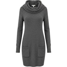 NY&C New York & Company Charcoal Gray Cowl Neck Hooded Sweater Dress Women Small