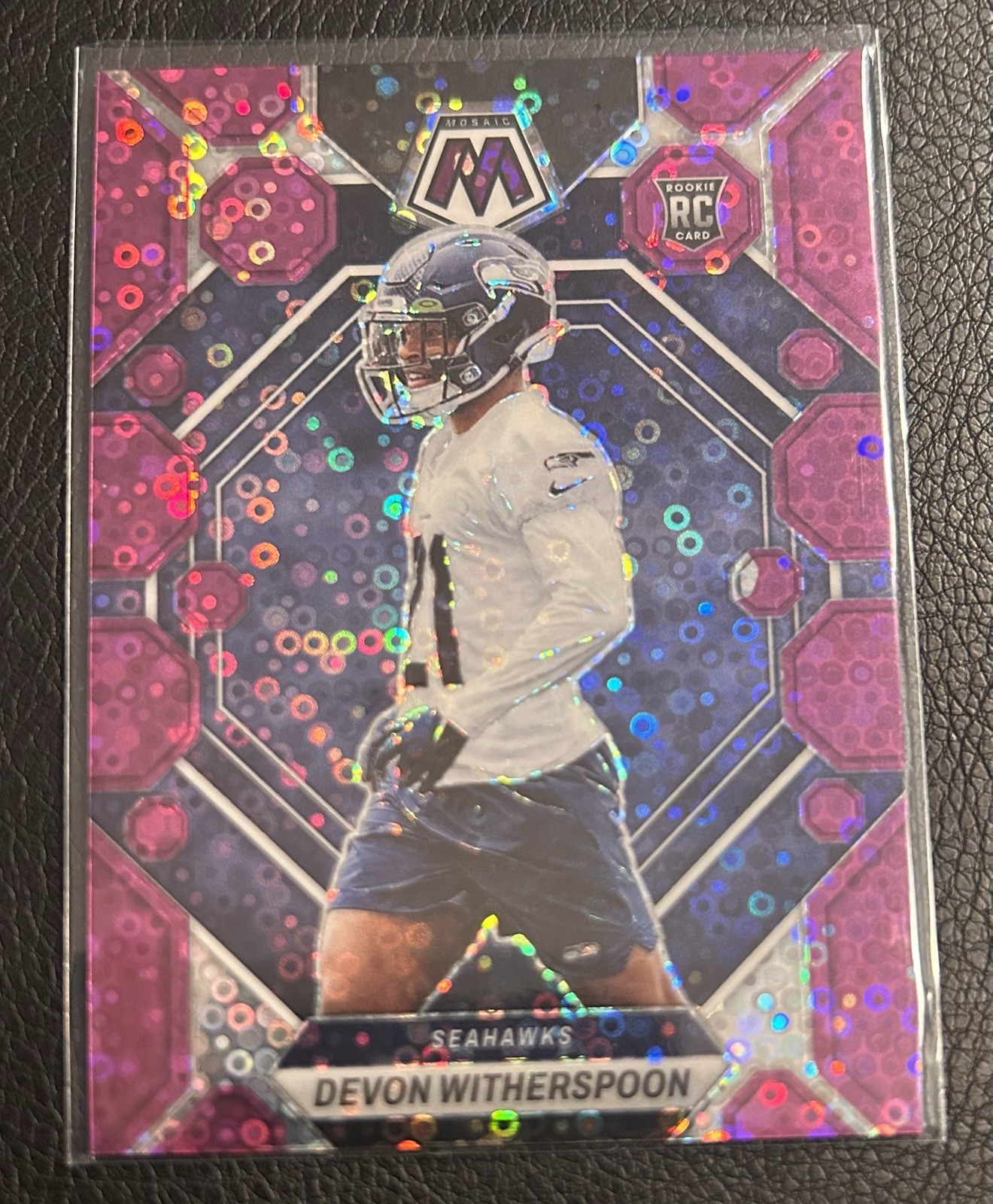 2023 Panini Mosaic Rookies Devon Witherspoon #313 Purple Mosaic Prizm /49 (RC)