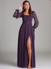 Women’s Size 10 Azazie Long Sleeve Plumb Colored Bridesmaid Dress