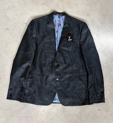 Lansky Bros Men's Blue Royal Music Note Jacquard Sport Coat Blazer NWT Sz 46L