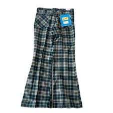Vintage Wrangler 70s Gingham Bell Bottom Pants 1970s Green Size 32x32 42 Talon