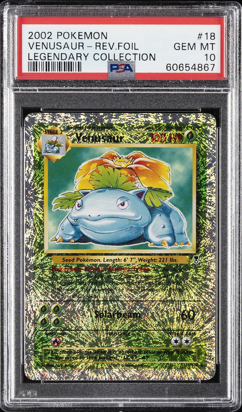 2002 POKEMON LEGENDARY COLLECTION #18 VENUSAUR-REVERSE FOIL PSA 10