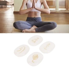 4 sztuki naturalnych kamieni runicznych z wygrawerowanymi symbolami Reiki płaskie Ova DON