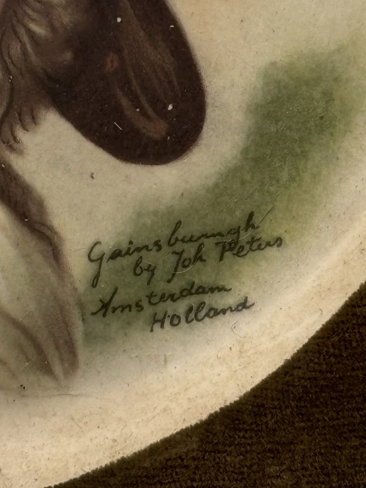 Gainsborough Joh Peters Amsterdam Holanda Placa de cerámica marco de terciopelo 9,25 pulgadas Foto 3 de 4