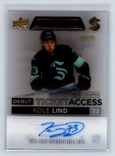 Kole Lind 2021-22 Credentials Debut Ticket Access Acetate Autographs SN #/99