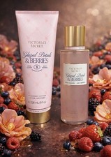 Victoria's Secret GLAZED PETALS  BERRIES Fragrance Mist  Lotion Set Lot of 2