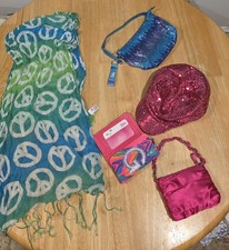 Justice Brand Accessories Lot. Wallet, Sequin Hat, 2 Purses And Scarf. Girls