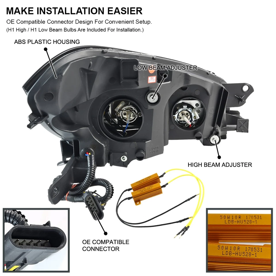 Fits 2008-2012 Chevy Malibu LED Strip Projector Headlights Head Lamps Left+Right Foto 4 de 4