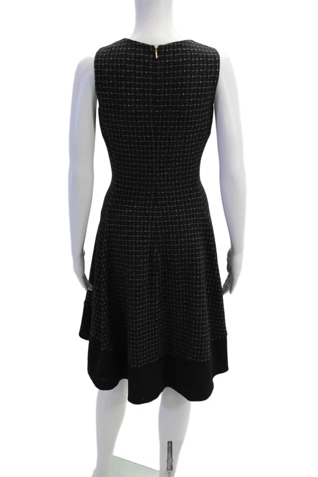 Vestido tejido Donna Karan New York para mujer con cremallera frontal a cuadros negro blanco talla XS Foto 4 de 4