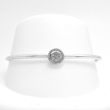 Kays Sterling Silver Natural Diamond Circle Bangle Bracelet Fits Up To 7.5"