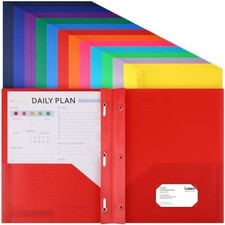 Packs Pocket Folders with Prongs Heavy Duty Plastic Folder with 72 Bright