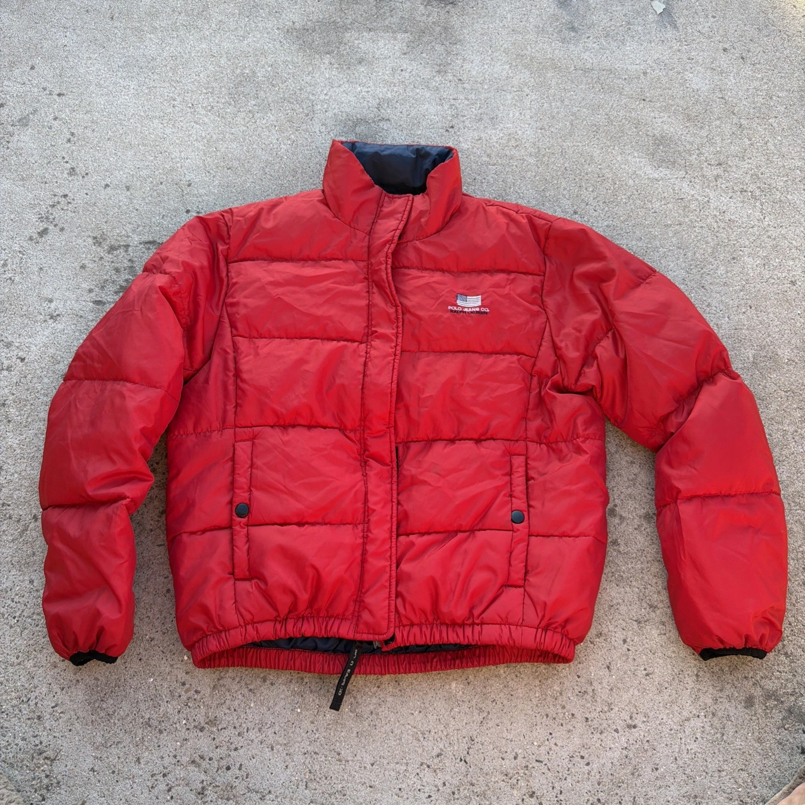 Vintage Polo Jeans Co Ralph Lauren Red Down Fill Puffer Jacket Size Youth Medium