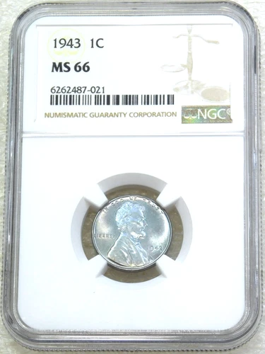 1943 P Lincoln Steel Cent NGC MS66 Very Bright Luster Just Graded #K459S