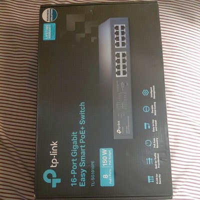 TP-Link PoE+ Managed Switch TL-SG1016PE 16-Port Gigabit - Black NEW!