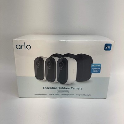 NEW Arlo Essential 2K Essential Outdoor Security Camera 2nd Gen White (3 Pack)