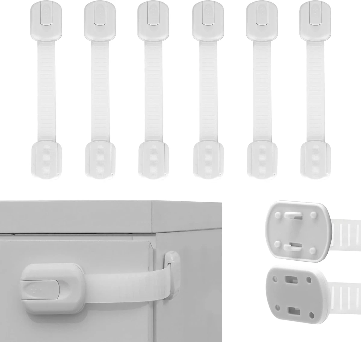 Behone 12 Serrature Di Sicurezza Per Bambini, Blocca Cassetti E Armadi Con Adesivo Forte, Installazione Senza Trapano, Bianco